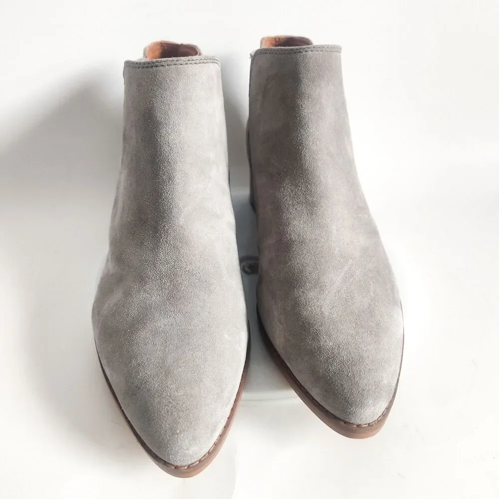 Franco Sarto Size 10 Wide Chelsea Booties Suede Leather Gray Ankle Boots Seville